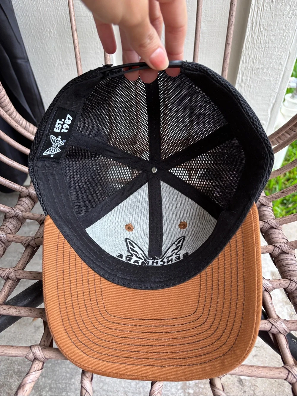 Benchmade Men's Brown and Black Embroidered Logo Trucker Cap - Picture 3 of 5